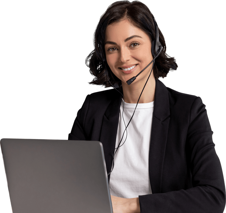 Employee wearing a telecom headset. Service and hardware provided by Illinois Telephone Corporation.