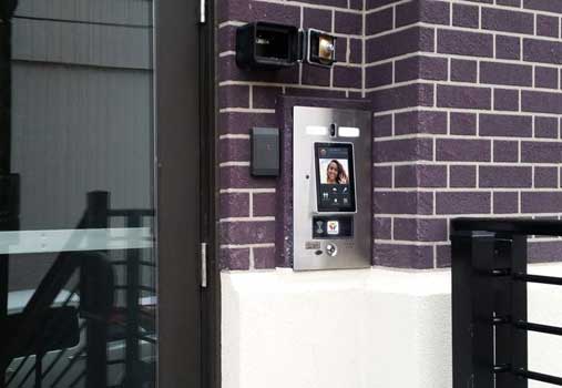 ButterflyMX intercom hooked up at a condo building.